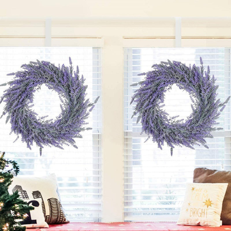 18 Inch Artificial Lavender Wreath 1 Pc Purple Silk Front Door Decor