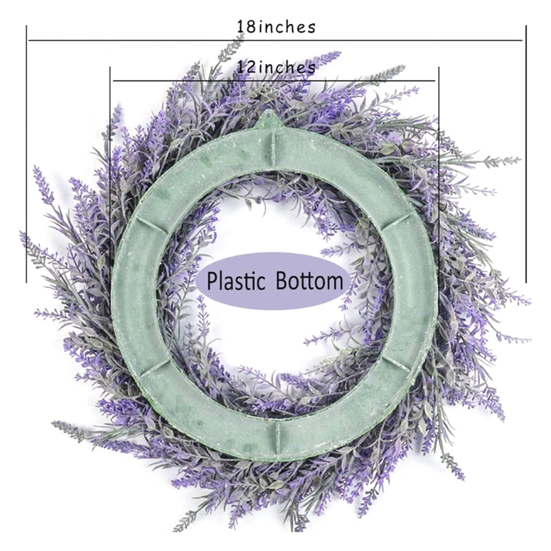 18 Inch Artificial Lavender Wreath 1 Pc Purple Silk Front Door Decor