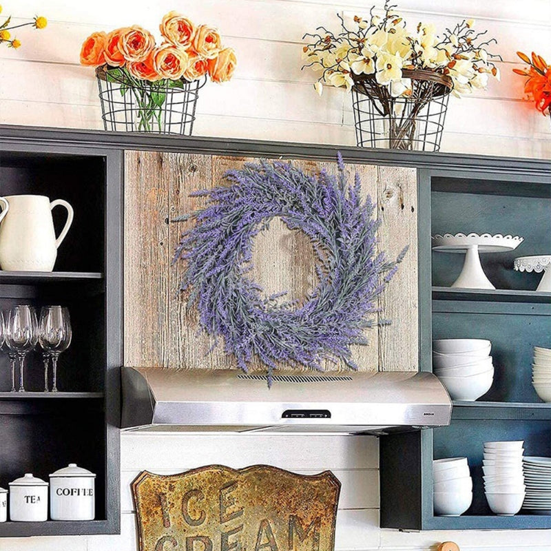 18 Inch Artificial Lavender Wreath 1 Pc Purple Silk Front Door Decor