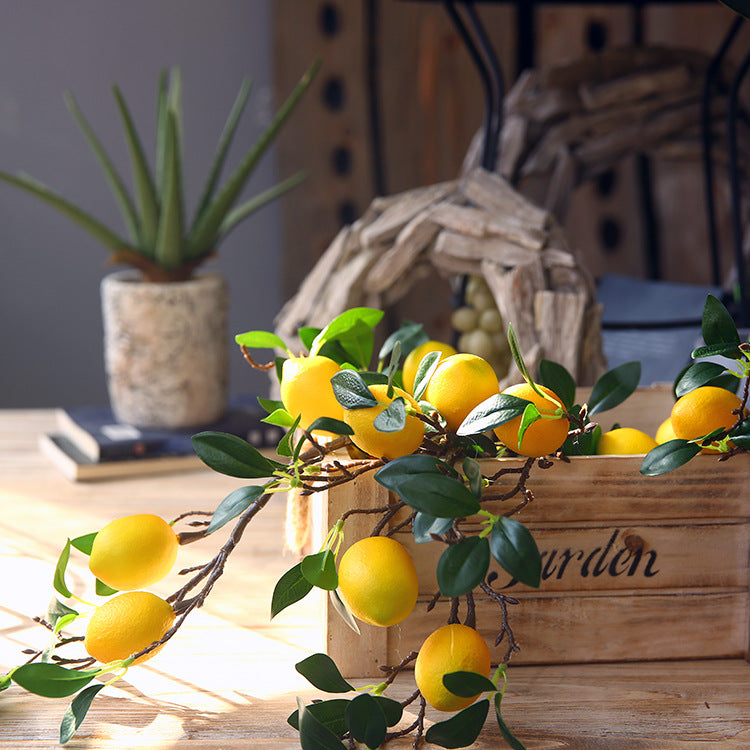 20 Inch Artificial Lemon Stem Branches 10 Pcs Silk Fruit Stems Bulk
