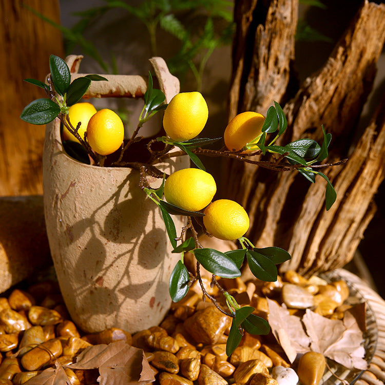 20 Inch Artificial Lemon Stem Branches 10 Pcs Silk Fruit Stems Bulk