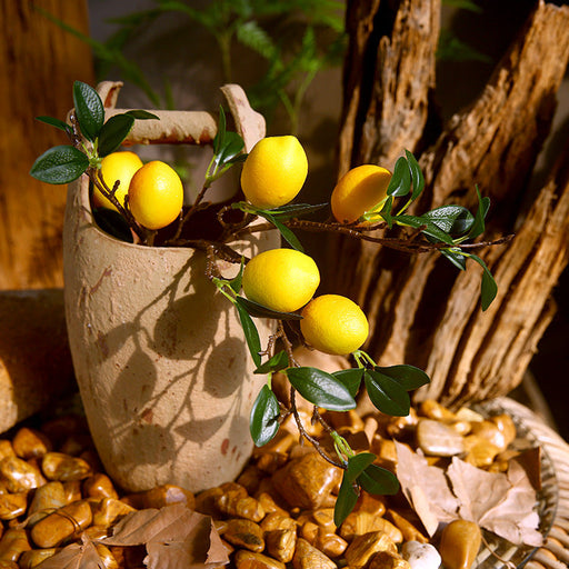 20 Inch Artificial Lemon Stem Branches 10 Pcs Silk Fruit Stems Bulk