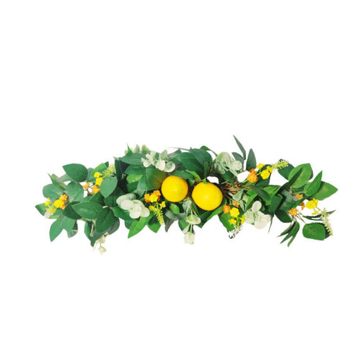 Artificial Lemon Flowers and Eucalyptus Leaves 20 Inch Door Hanging Spring Decoration, 1 Pc