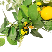Artificial Lemon Flowers and Eucalyptus Leaves 20 Inch Door Hanging Spring Decoration, 1 Pc
