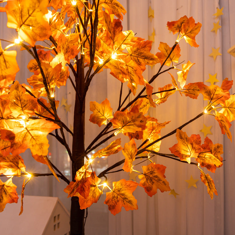 3 Pack Artificial Lighted Maple Trees 4FT 5FT 6FT Pre-lit USB Operated Fall Decor Bulk