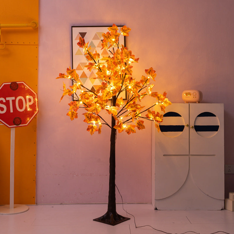 3 Pack Artificial Lighted Maple Trees 4FT 5FT 6FT Pre-lit USB Operated Fall Decor Bulk