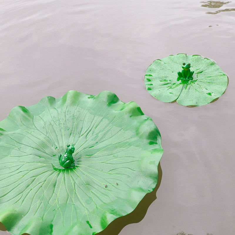 2 Pcs Artificial Frog on Lily Pad Lily Leaf Pads for Ponds Bulk Wholesale