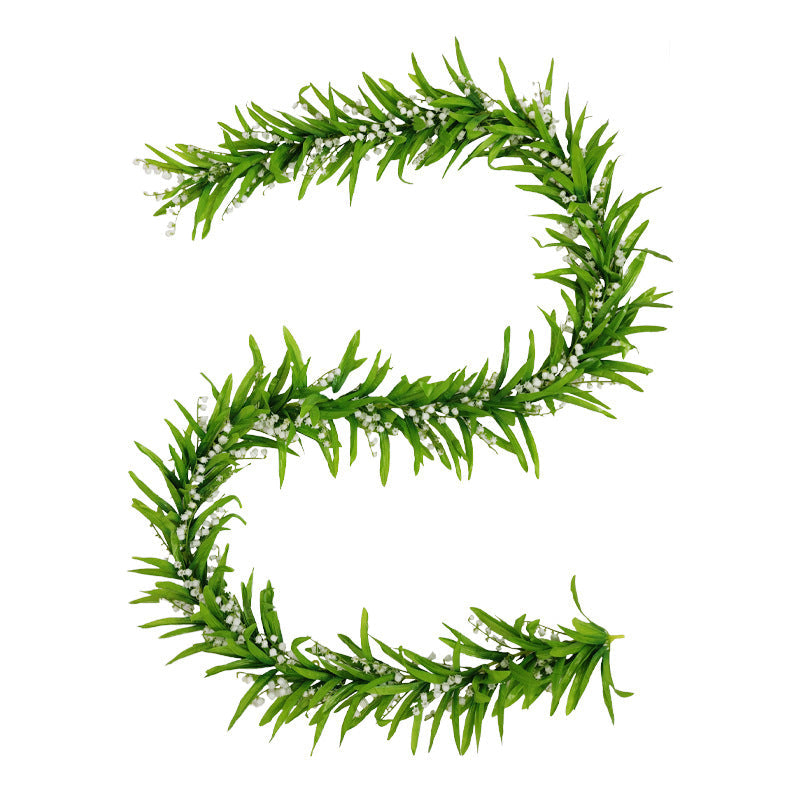 4.4 ft Artificial Lily of the Valley Garland with White Flowers and Greenery, Bulk Quantity