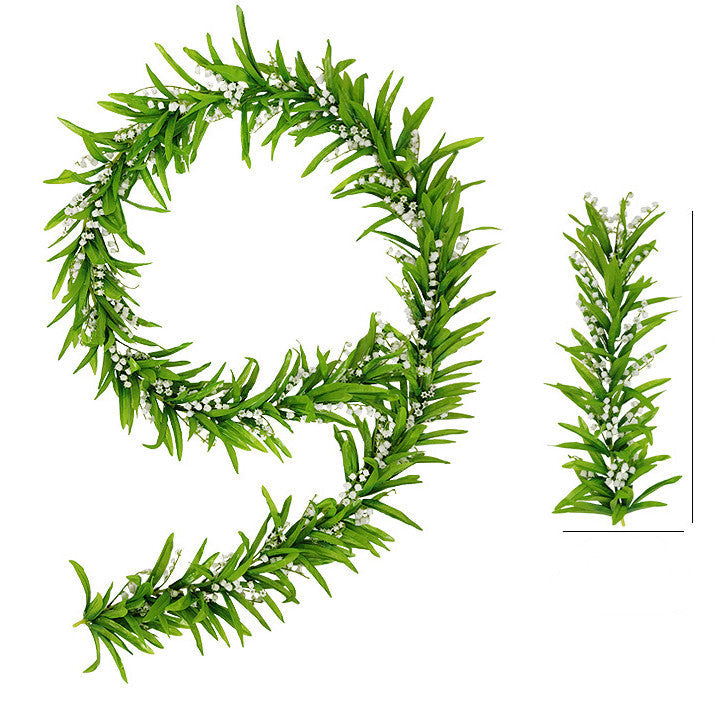 4.4 ft Artificial Lily of the Valley Garland with White Flowers and Greenery, Bulk Quantity