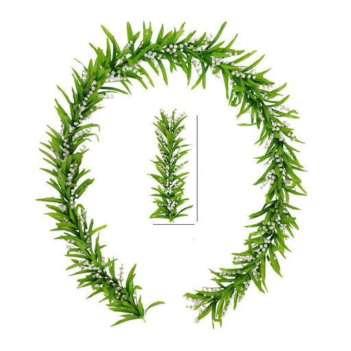 4.4 ft Artificial Lily of the Valley Garland with White Flowers and Greenery, Bulk Quantity