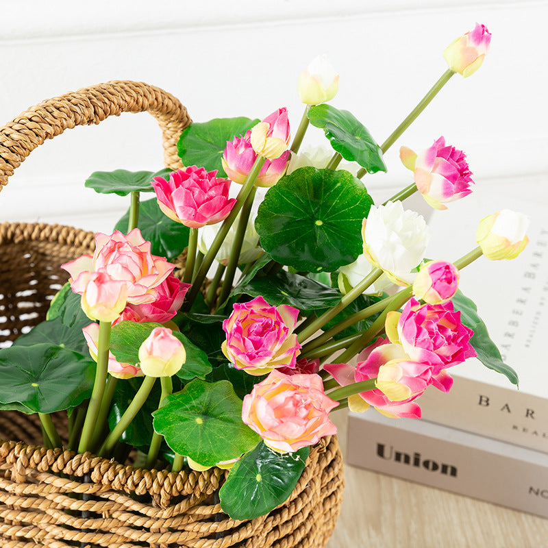 11 Inch Artificial Lotus Stems 10 Pcs Real Touch Silk Lotus Leaf Arrangement