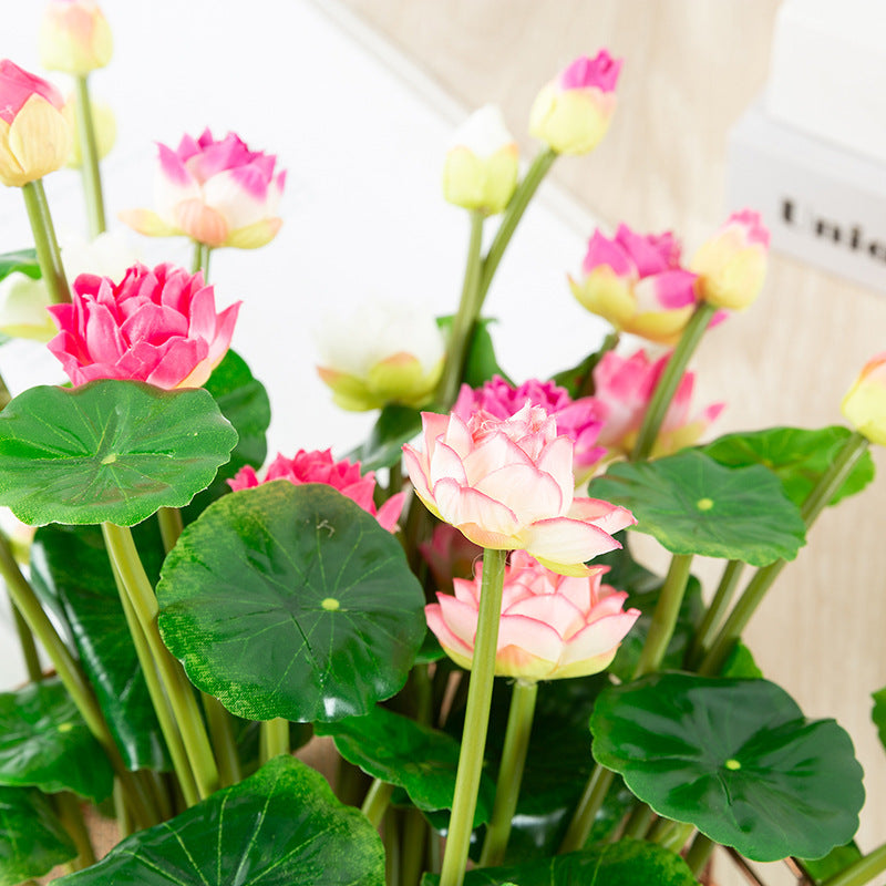 11 Inch Artificial Lotus Stems 10 Pcs Real Touch Silk Lotus Leaf Arrangement