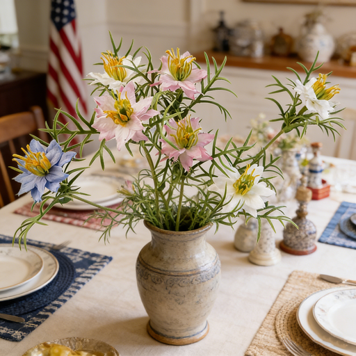 27 Inch Artificial Love-in-a-Mist Flower Stems Bulk Quantity