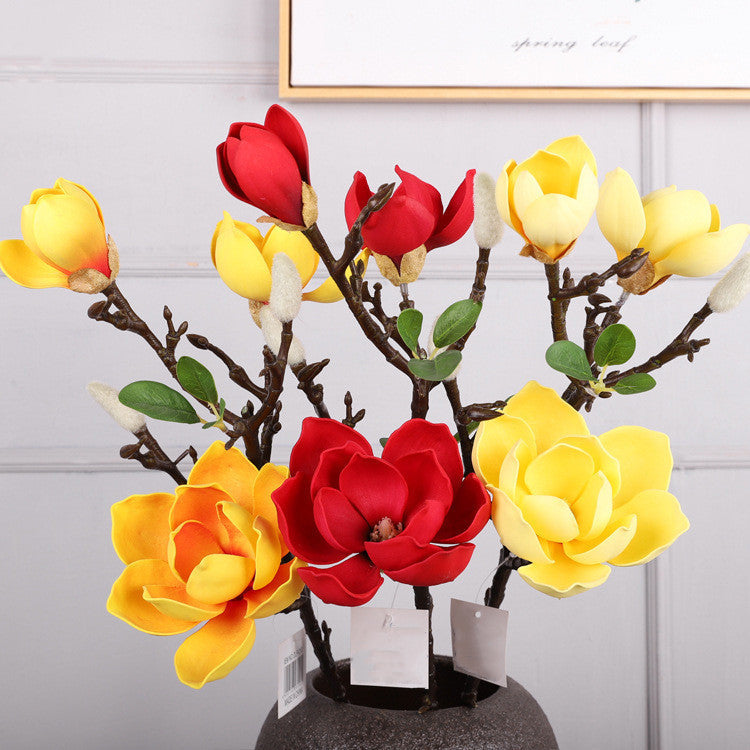 27 Inch Magnolia Stem Artificial Flowers 10 Pcs Bulk Wholesale Silk Magnolia Stems