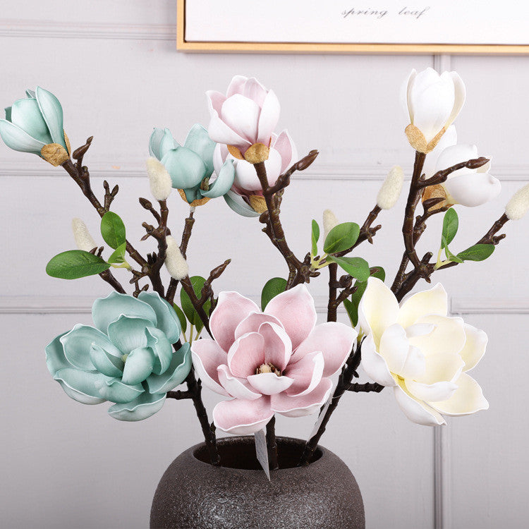 27 Inch Magnolia Stem Artificial Flowers 10 Pcs Bulk Wholesale Silk Magnolia Stems