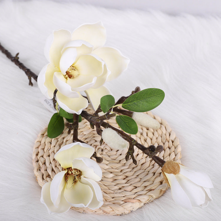 27 Inch Magnolia Stem Artificial Flowers 10 Pcs Bulk Wholesale Silk Magnolia Stems