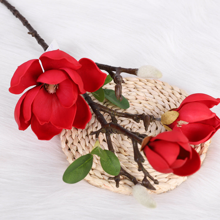 27 Inch Magnolia Stem Artificial Flowers 10 Pcs Bulk Wholesale Silk Magnolia Stems