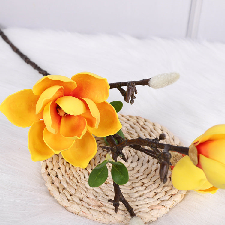 27 Inch Magnolia Stem Artificial Flowers 10 Pcs Bulk Wholesale Silk Magnolia Stems