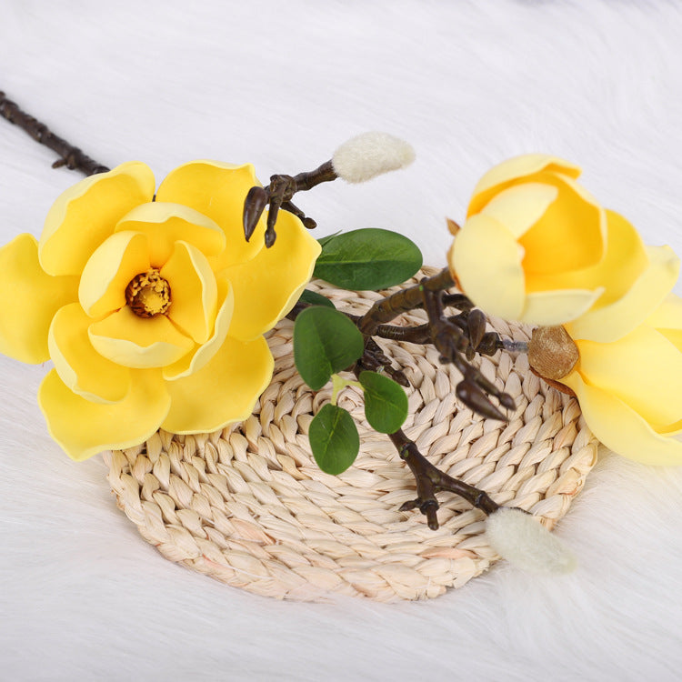 27 Inch Magnolia Stem Artificial Flowers 10 Pcs Bulk Wholesale Silk Magnolia Stems