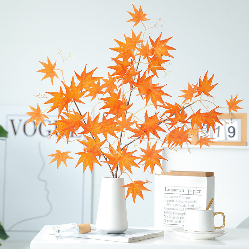 23.6 Inch Artificial Maple Leaf Stems 10 Pcs Autumn Harvest Festival Decor for Entryway Dining Table Fireplace