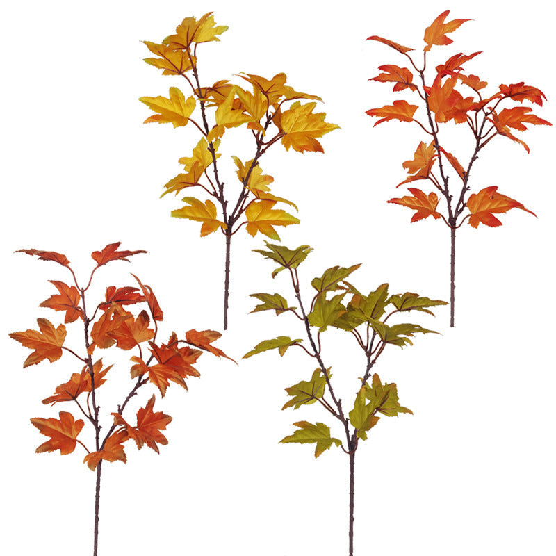 15 Inch Artificial Maple Leaf Stems Branches Spray - 10 Pcs Silk Leaves Plants