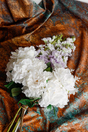 Faux Spring Bouquet 25 Inch White and Purple Artificial Flowers Bulk Quantity