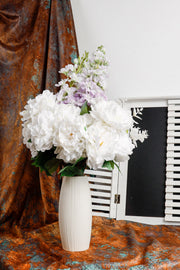Faux Spring Bouquet 25 Inch White and Purple Artificial Flowers Bulk Quantity