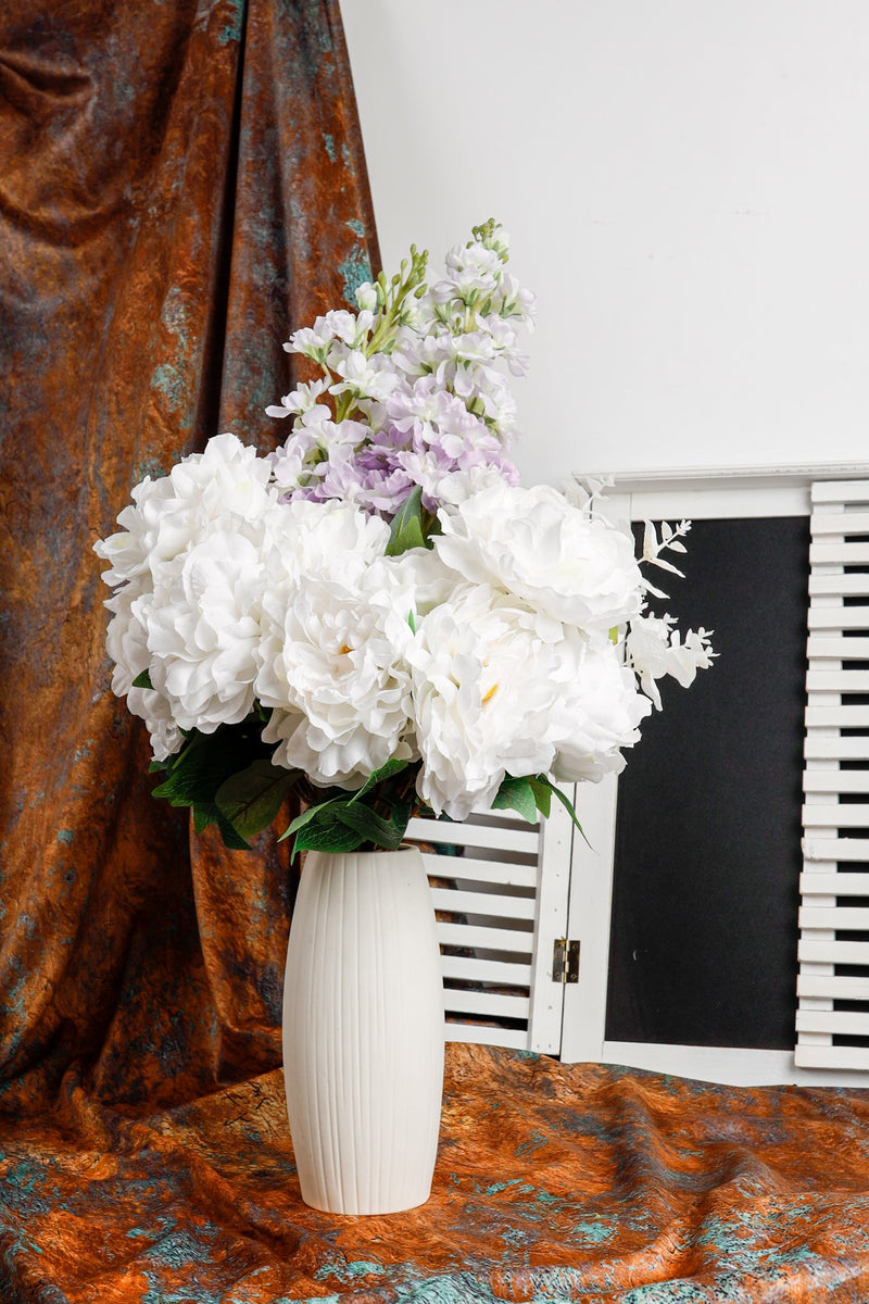 Faux Spring Bouquet 25 Inch White and Purple Artificial Flowers Bulk Quantity
