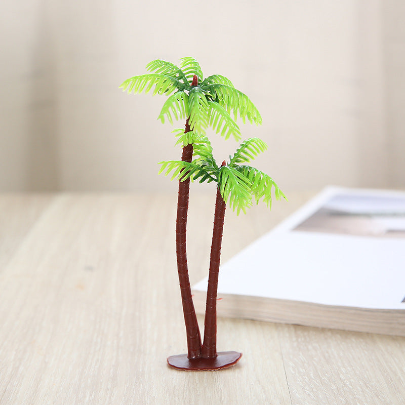10 Pcs Artificial Mini Coconut Palm Trees Green Silk Water Plants for Miniature Landscape Decoration