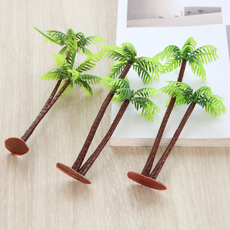 10 Pcs Artificial Mini Coconut Palm Trees Green Silk Water Plants for Miniature Landscape Decoration