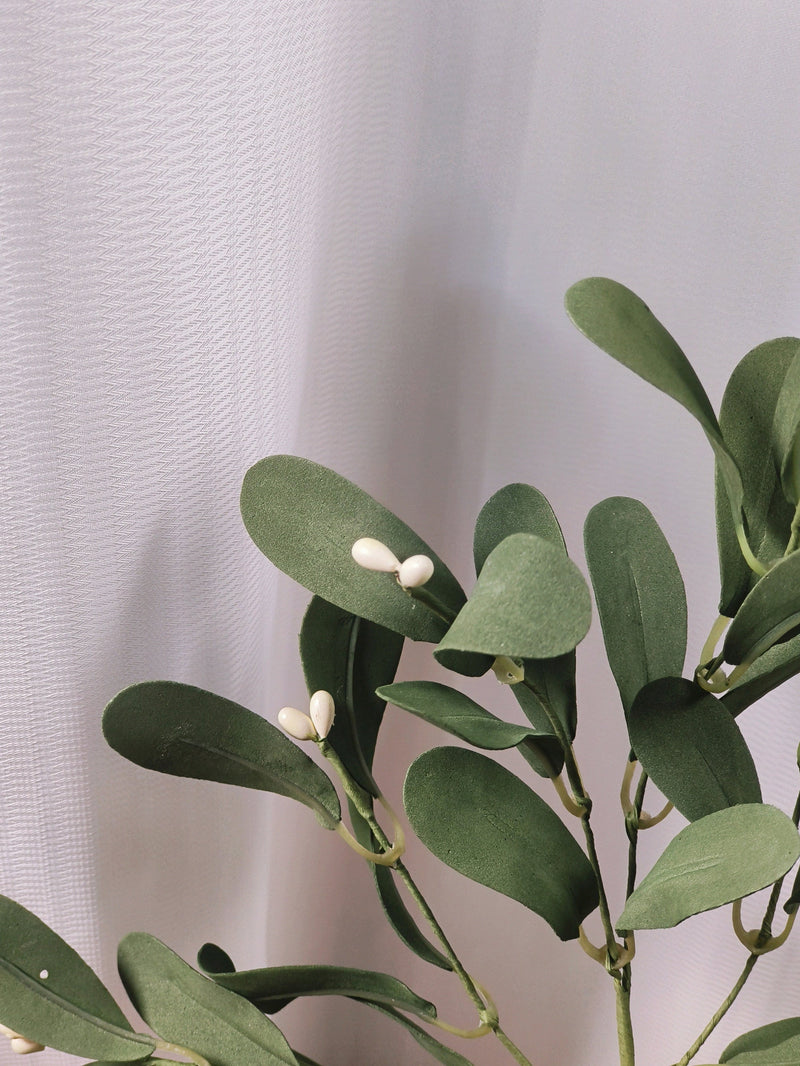 11.8 Inch Artificial Mistletoe Pick with Red Bow, Christmas Stems, Bulk Quantity
