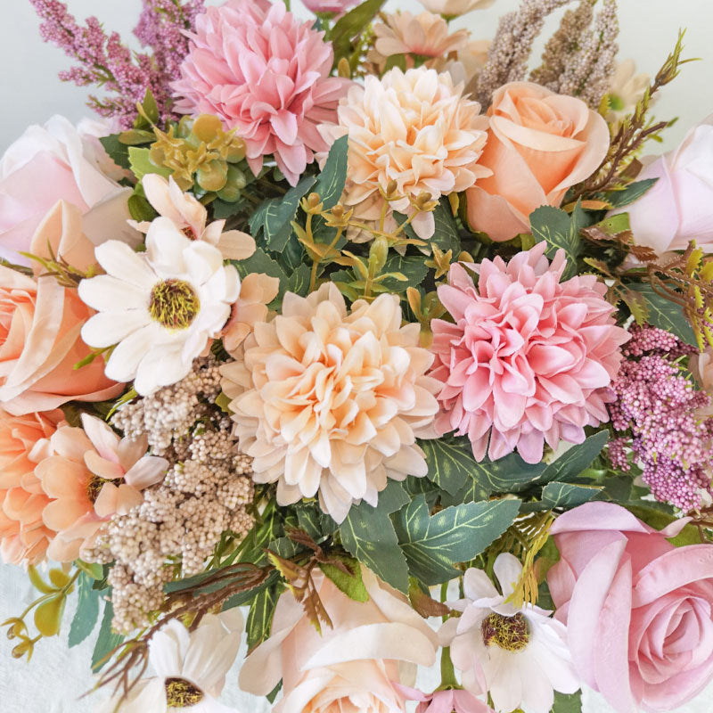 13 Inch Artificial Mixed Flower Bush Bouquet 10 Pcs Roses Chrysanthemums Autumn Home Wedding Decor