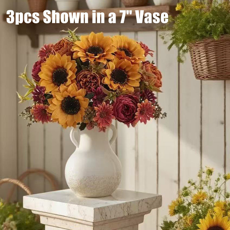 12 Inch Artificial Silk Chrysanthemum Rose Sunflower Daisy Mums Bouquet Bulk 10 Pcs