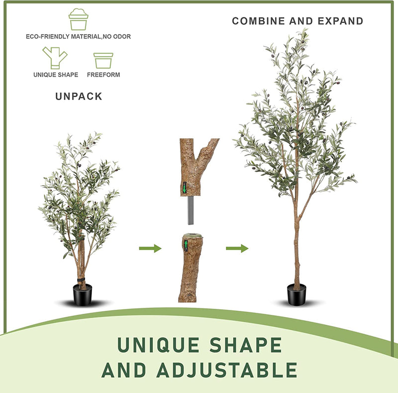 2 Pcs Large Artificial Olive Tree Plants 36 Inch UV Resistant Realistic Trunk Potted Trees