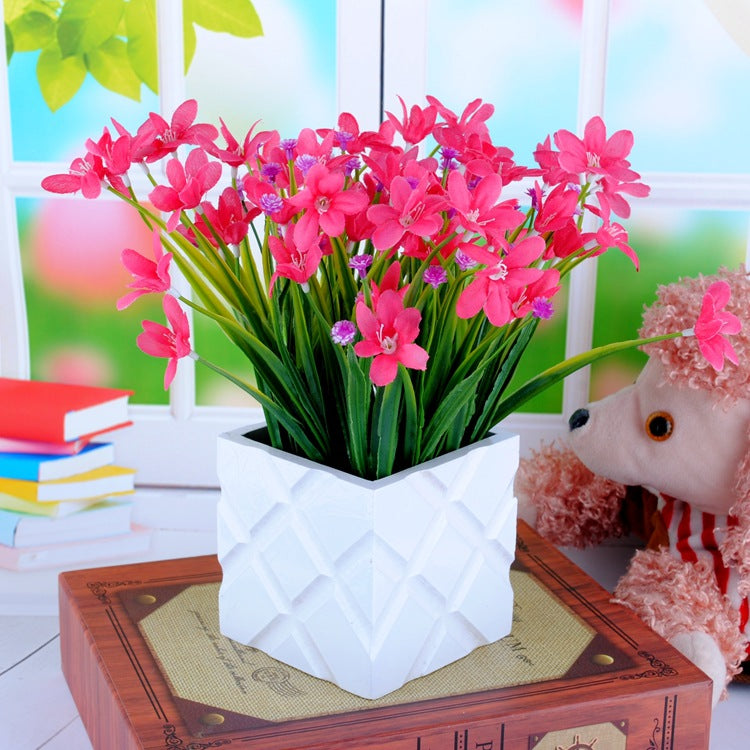 Artificial Orchid Flower Bush 12 Inch with Leaves – 1 Pc Silk Stem