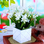 Artificial Orchid Flower Bush 12 Inch with Leaves – 1 Pc Silk Stem
