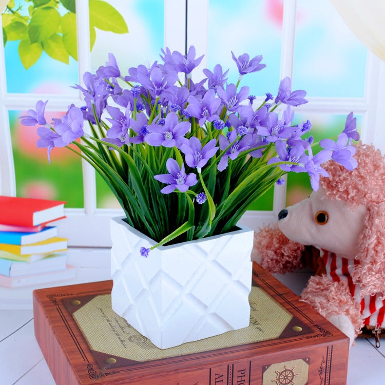 Artificial Orchid Flower Bush 12 Inch with Leaves – 1 Pc Silk Stem