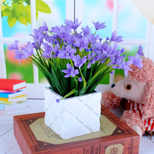 Artificial Orchid Flower Bush 12 Inch with Leaves – 1 Pc Silk Stem