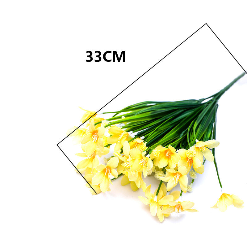 Artificial Orchid Flower Bush 12 Inch with Leaves – 1 Pc Silk Stem