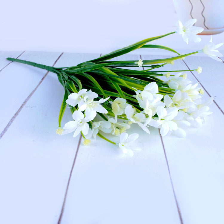 Artificial Orchid Flower Bush 12 Inch with Leaves – 1 Pc Silk Stem