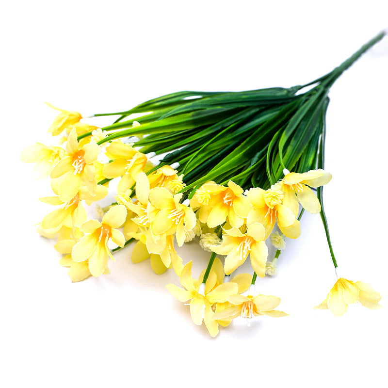 Artificial Orchid Flower Bush 12 Inch with Leaves – 1 Pc Silk Stem