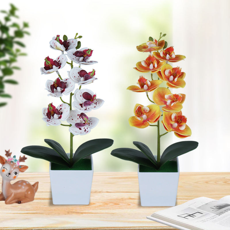 13 Inch Artificial Phalaenopsis Orchid Flowers 10 Pcs Plastic Stems with Vase