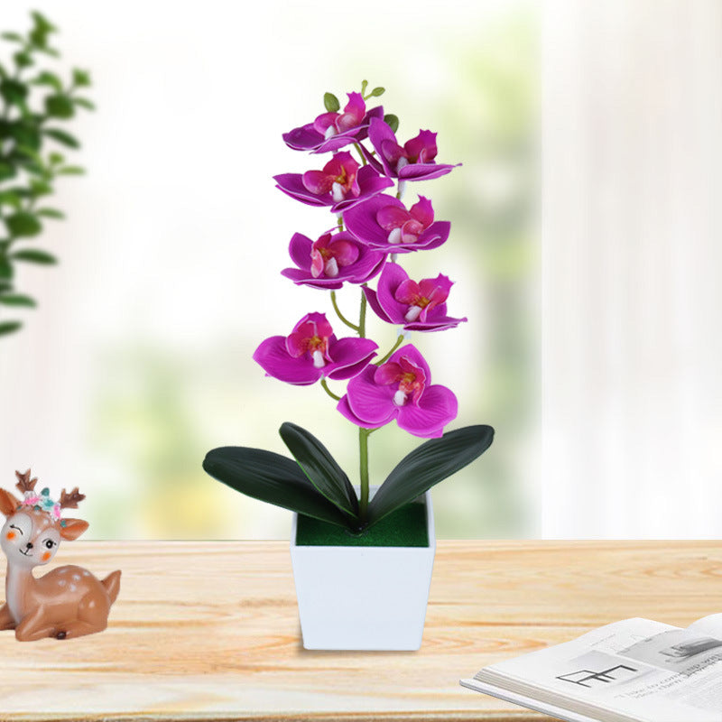 13 Inch Artificial Phalaenopsis Orchid Flowers 10 Pcs Plastic Stems with Vase