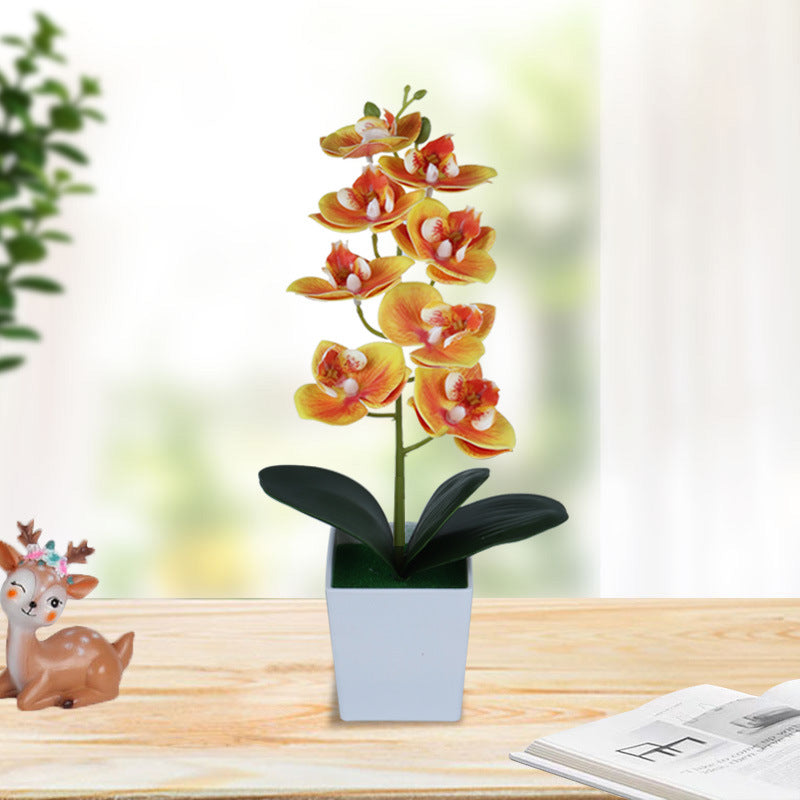 13 Inch Artificial Phalaenopsis Orchid Flowers 10 Pcs Plastic Stems with Vase