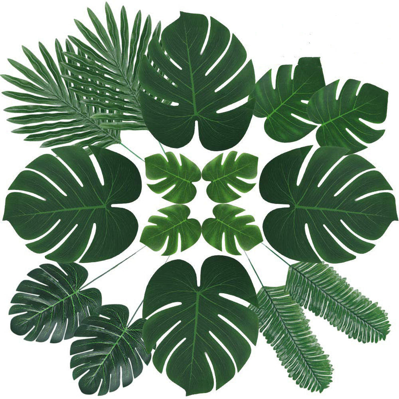 90 Pcs Artificial Palm Monstera Leaves Bulk Pack for Party DIY Decorations