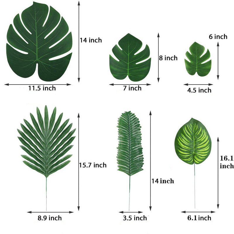 90 Pcs Artificial Palm Monstera Leaves Bulk Pack for Party DIY Decorations