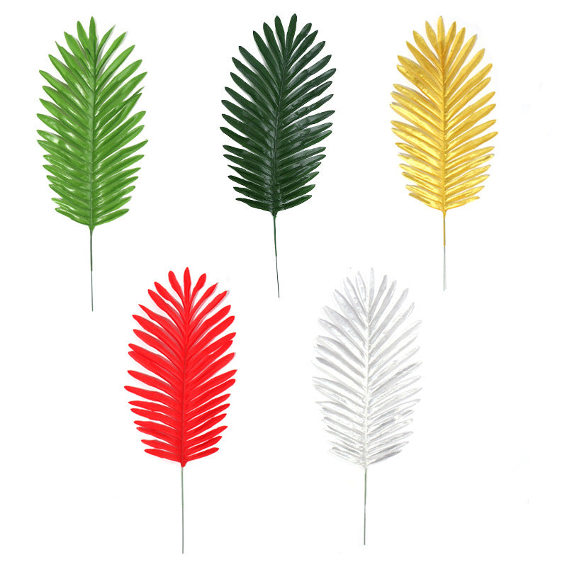 18 Inch Artificial Palm Leaves 10 Pcs Faux Palm Fronds Tropical Greenery Plants Bulk