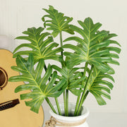 28 Inch Artificial Monstera Bush 7 Stems Tropical Silk Leaves Bulk Pack