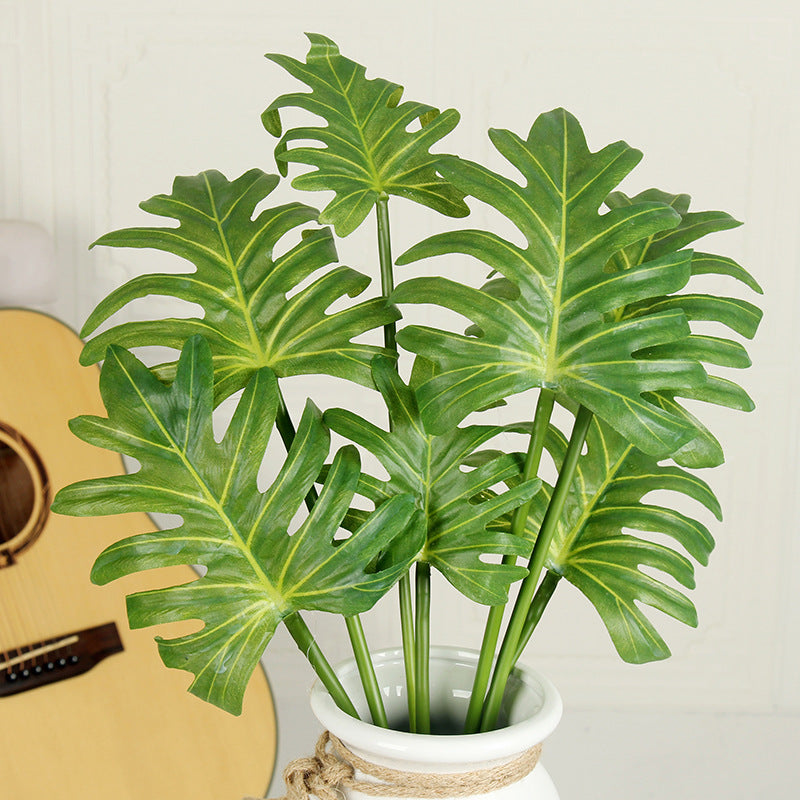 28 Inch Artificial Monstera Bush 7 Stems Tropical Silk Leaves Bulk Pack