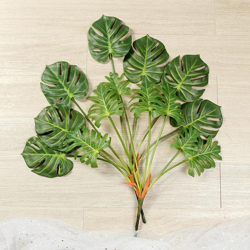 28 Inch Artificial Monstera Bush 7 Stems Tropical Silk Leaves Bulk Pack
